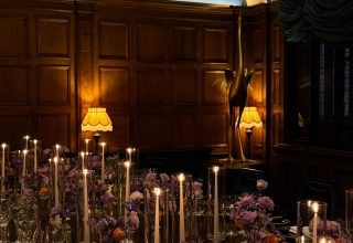 Committee room candles and flowers
