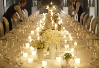 Mayfair Ballroom Table Set Up with Waiters