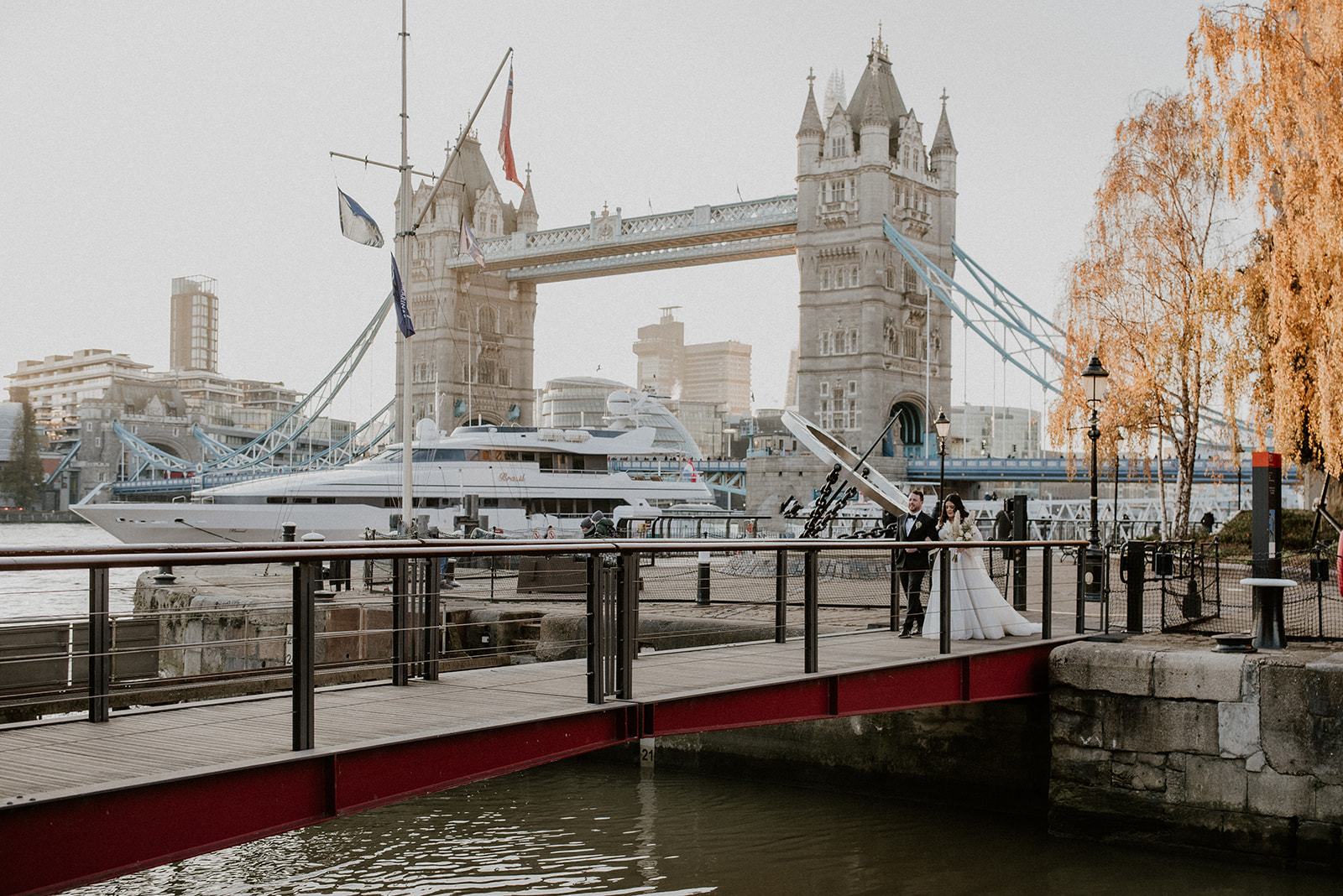 Tower Bridge London wedding couple on a stroll