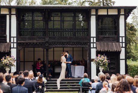 Ceremony Bride And Groom Kissing At Larmer Tree