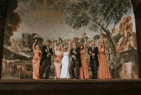 Bride, Groom, Groomsmen And Bridesmaids At Larmer Tree