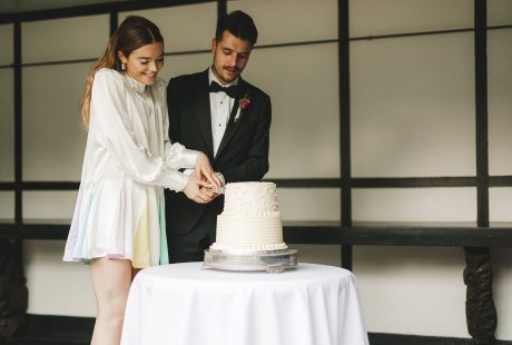 Bride And Groom Cutting Cake At Larmer Tree