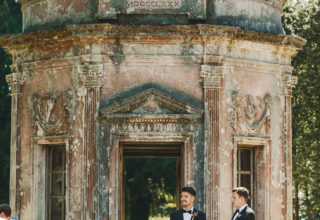 Larmer Tree Wedding Photography Ceremony Groom And Guests