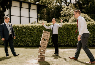 Larmer Tree Wedding Photography Guests Jenga