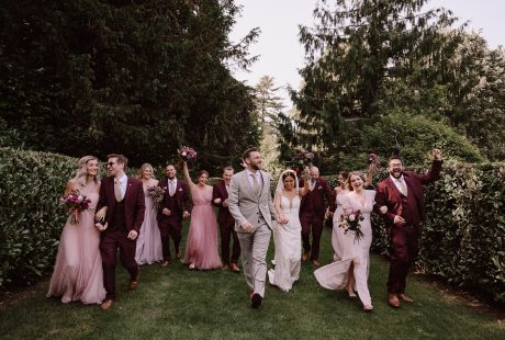 Bridesmaids, Groomsmen And Couple At Larmer Tree