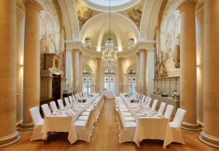 Seated dinner on long tables – Main Reception Room